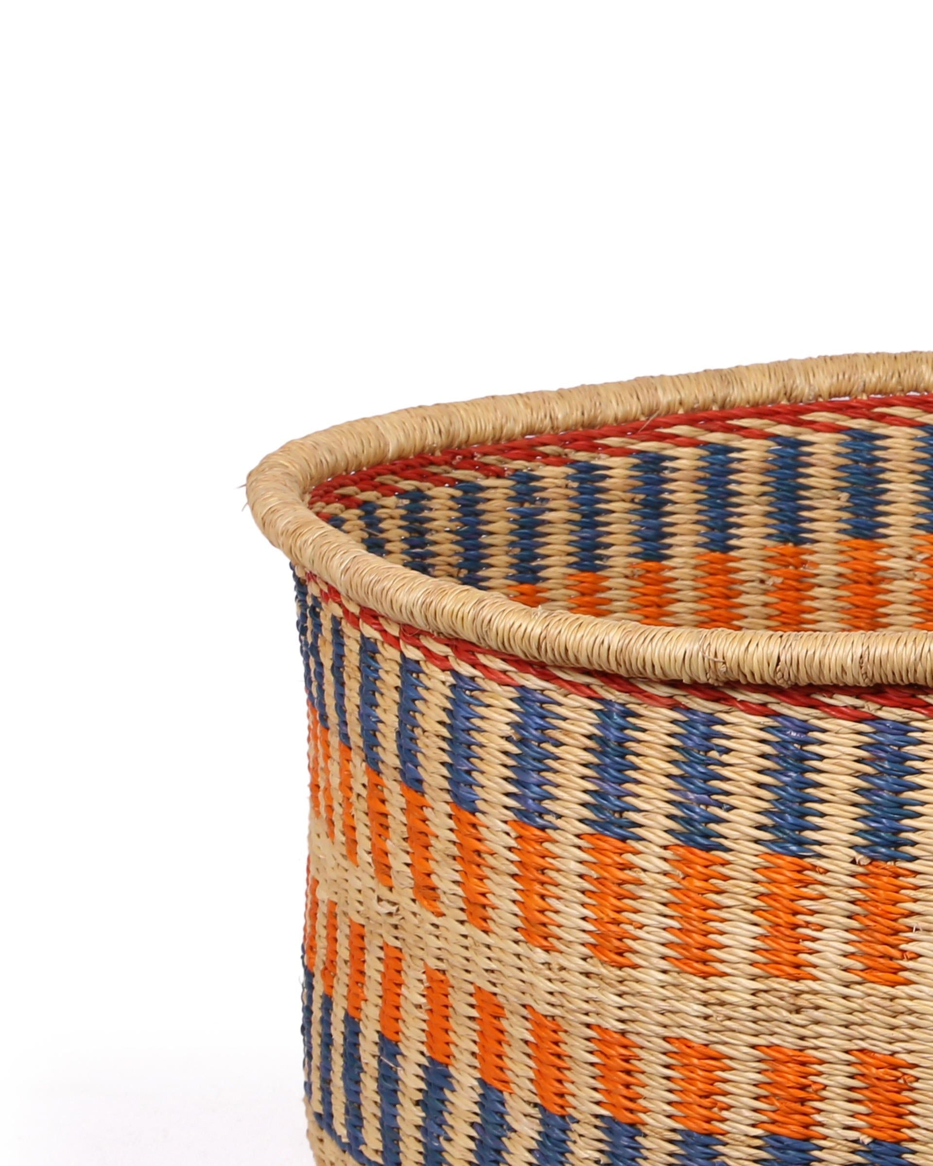 NANYAMKA: Large Blue and Orange  Floor Storage Basket with Handles