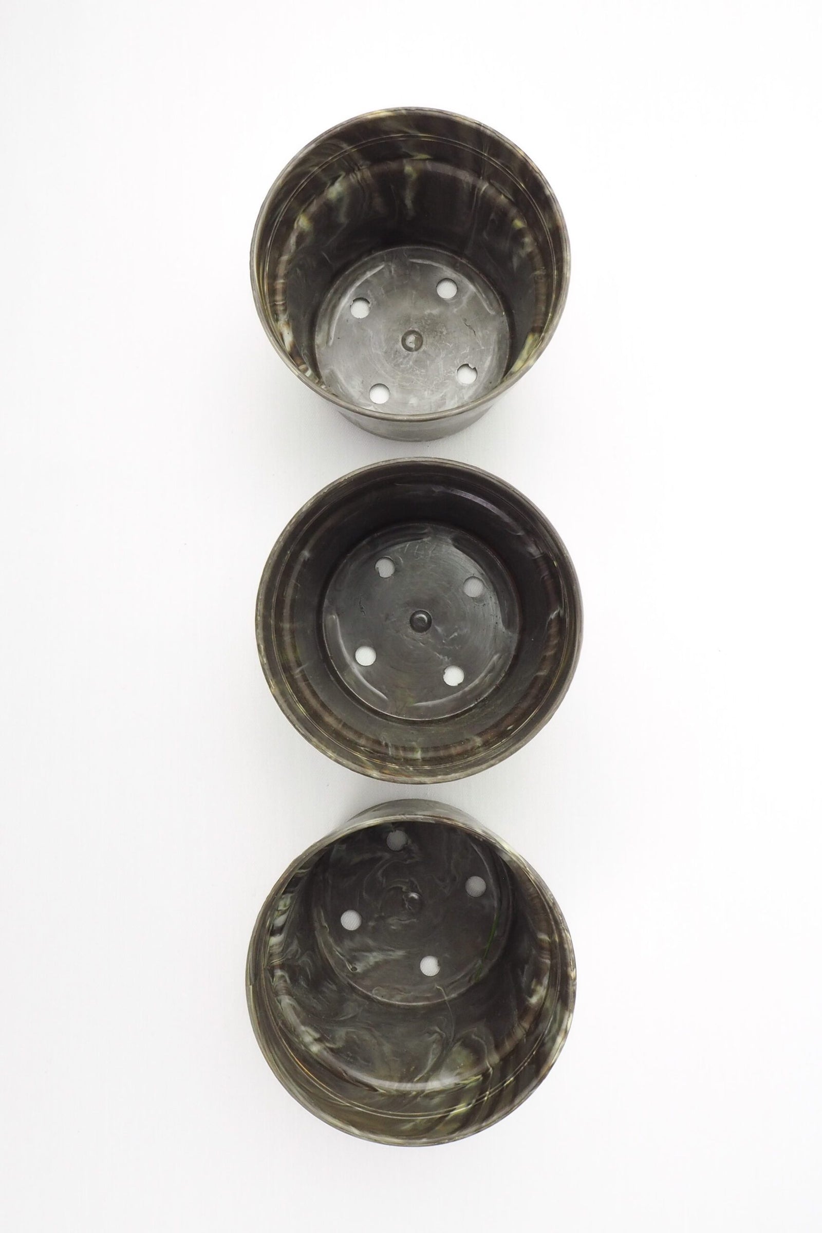 3 Vintage Marbled Plant Pots