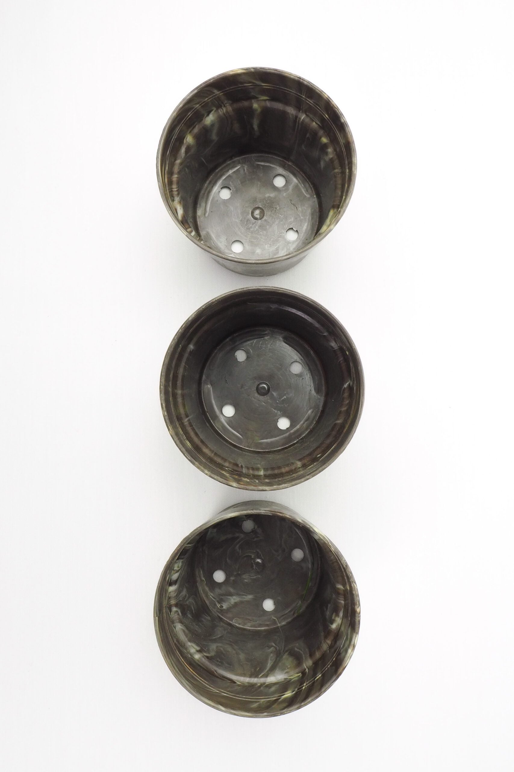 3 Vintage Marbled Plant Pots