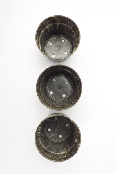 3 Vintage Marbled Plant Pots