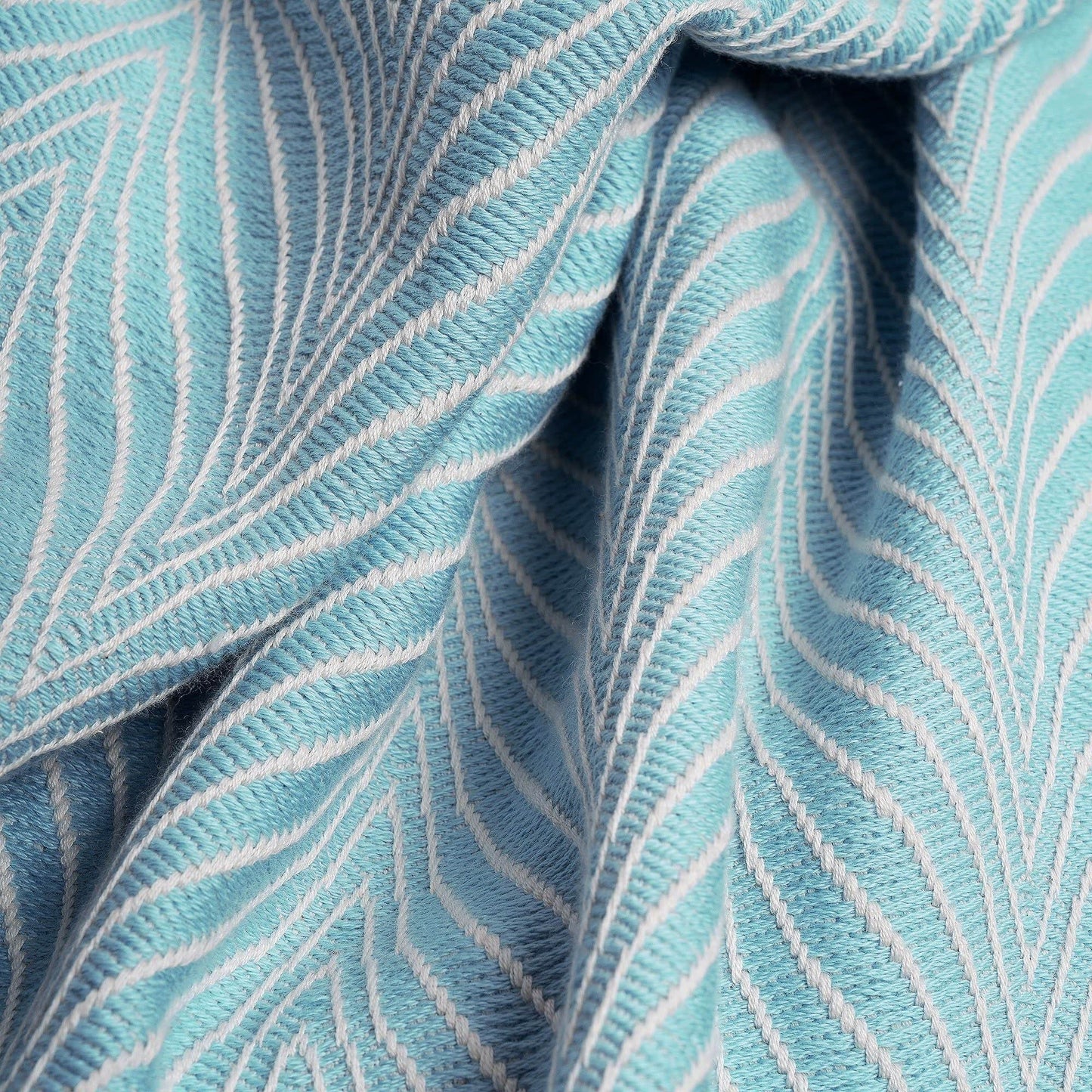 Yaprak Pure Cotton Blanket In Powder Blue