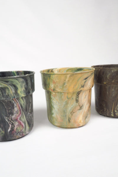 3 Vintage Marbled Plant Pots