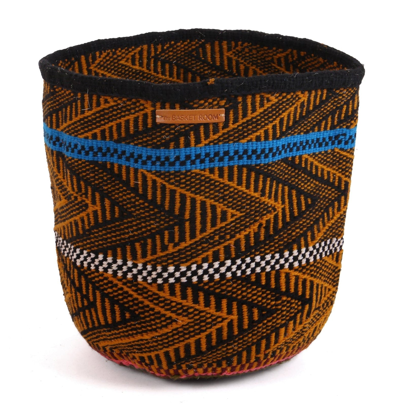VIPI: Large Brown, Black and Blue Wool Basket