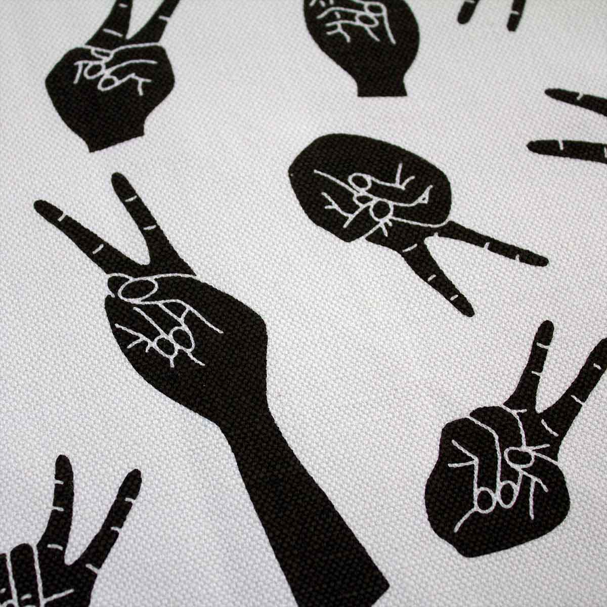 White Peace Hands Fabric