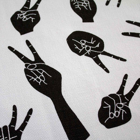 White Peace Hands Fabric