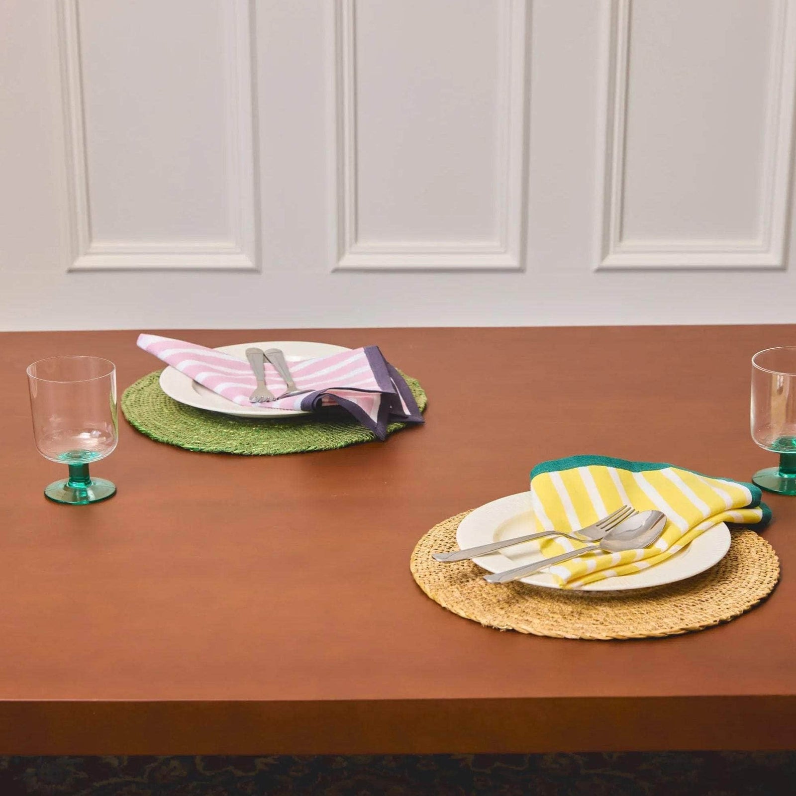 Block Stripe Napkins - Mauve / White