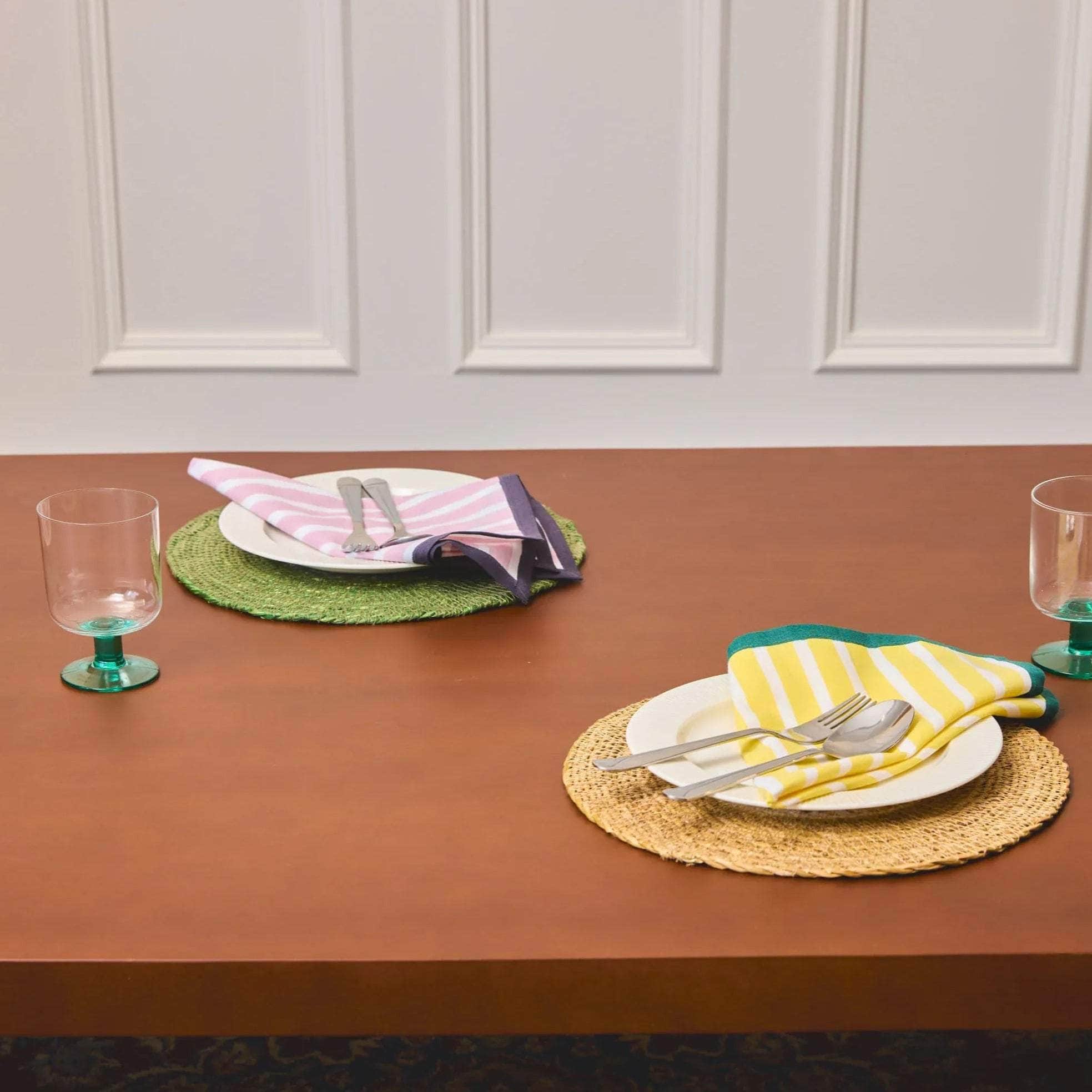 Block Stripe Napkins - Mauve / White