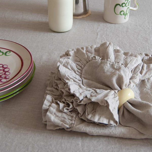 Mistral Drape Ruffled Linen Napkins: Brume (Natural)