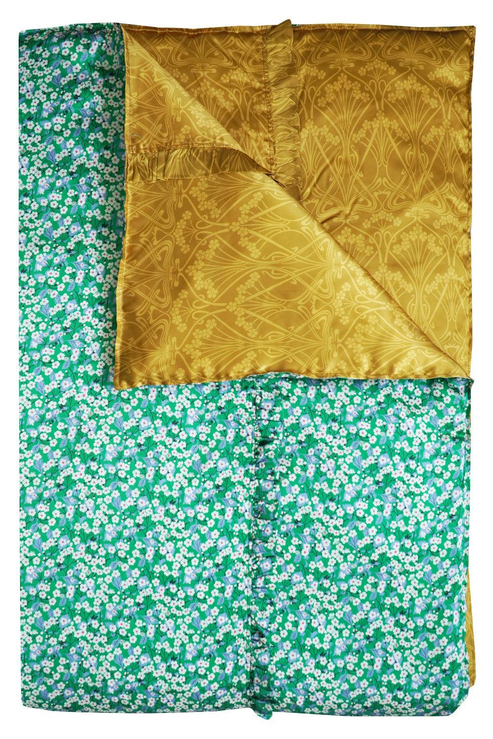 Reversible Silk Ruffle Edge Heirloom Quilt Made With Liberty Fabric Mitsi & Nouveau Ianthe