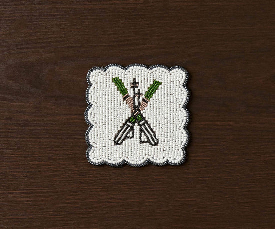 Handmade Beaded Ski Coaster with Pearls