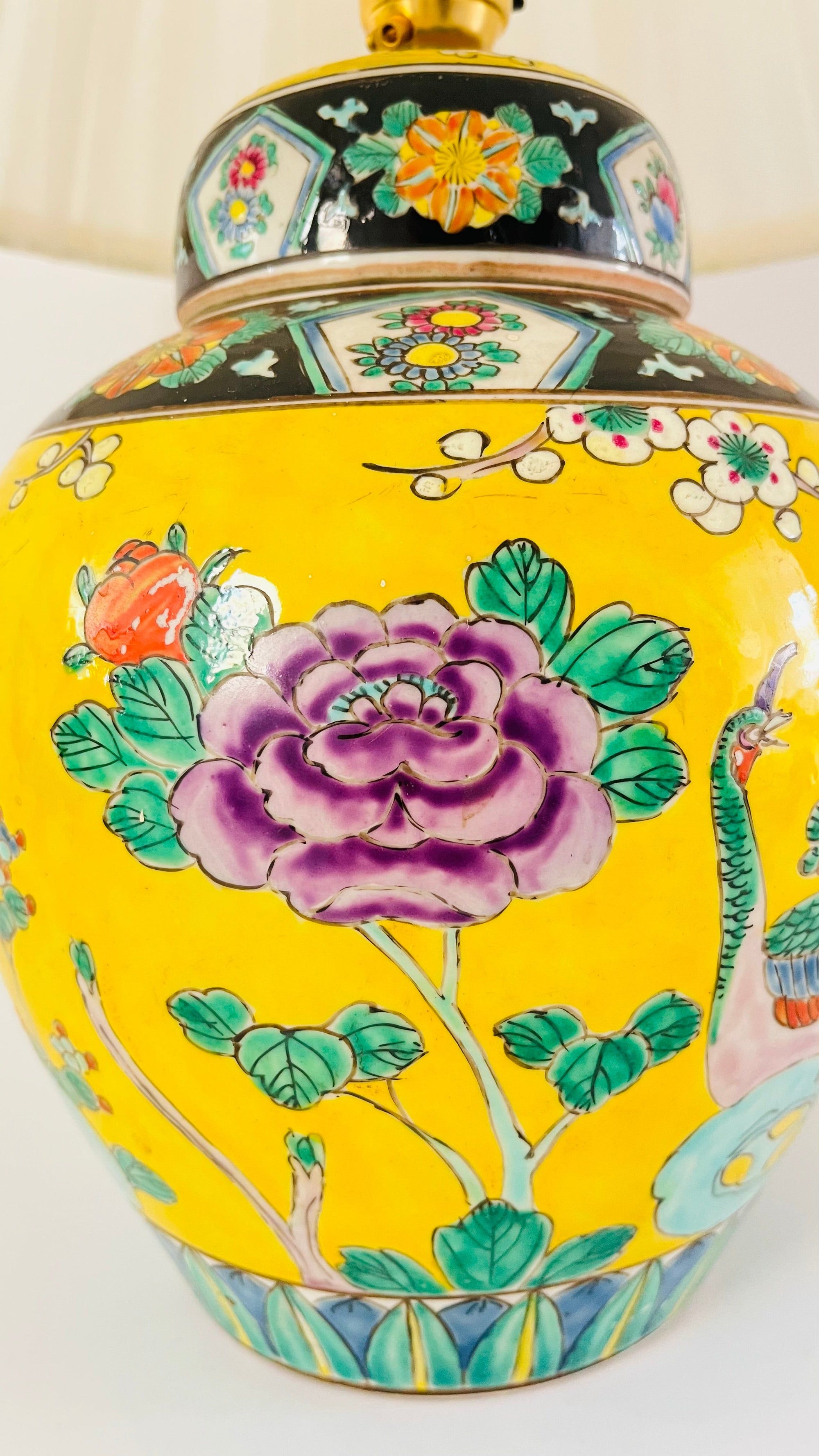 Antique Japanese Peacock Lamp