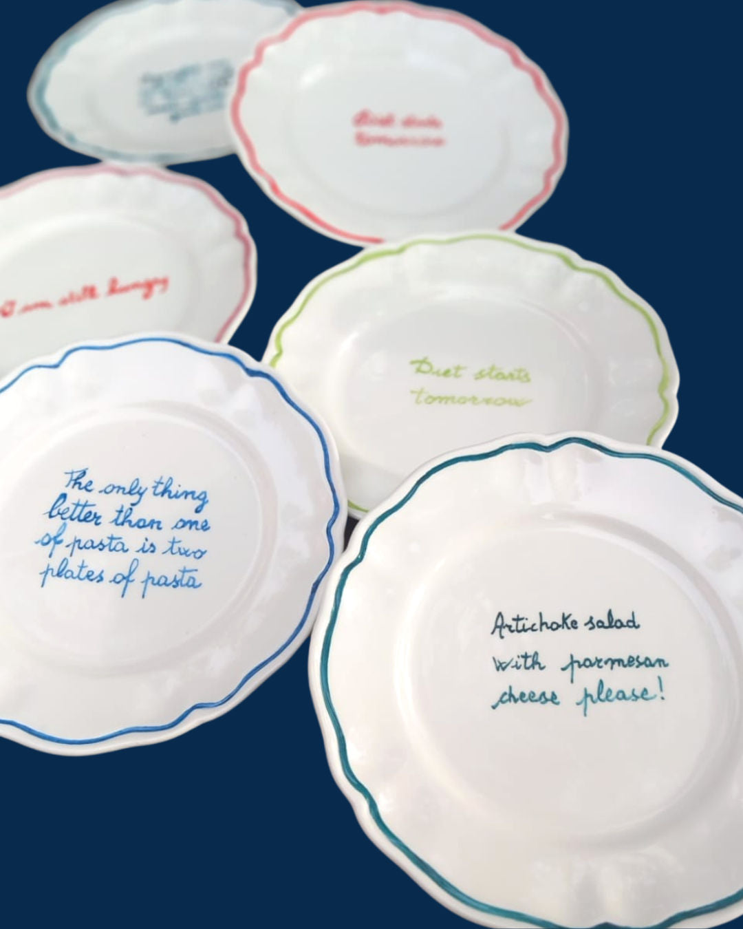Sveva's Home "Last Rodeo before my Romeo" Ceramic Scalloped Plate Set of 4