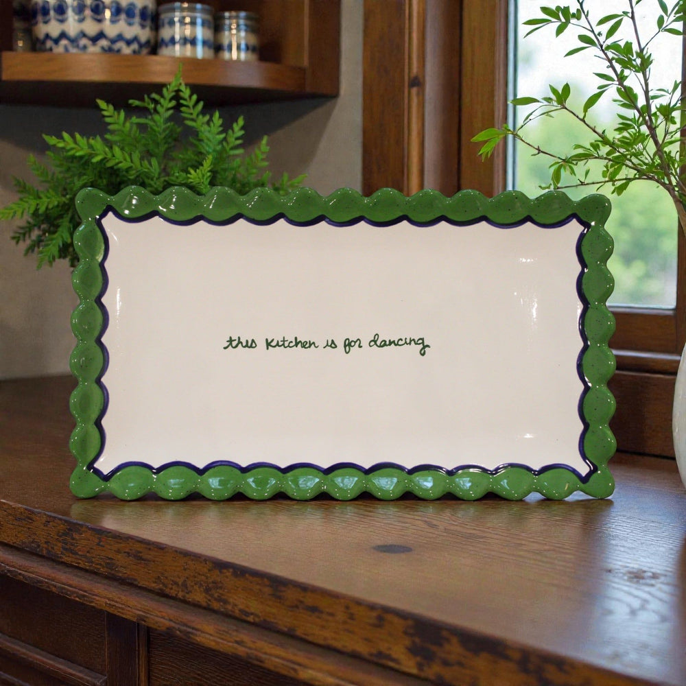 “this kitchen is for dancing” Hand-painted Scalloped Tray