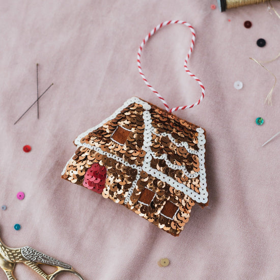 Gingerbread House Sequin Hanging Decoration