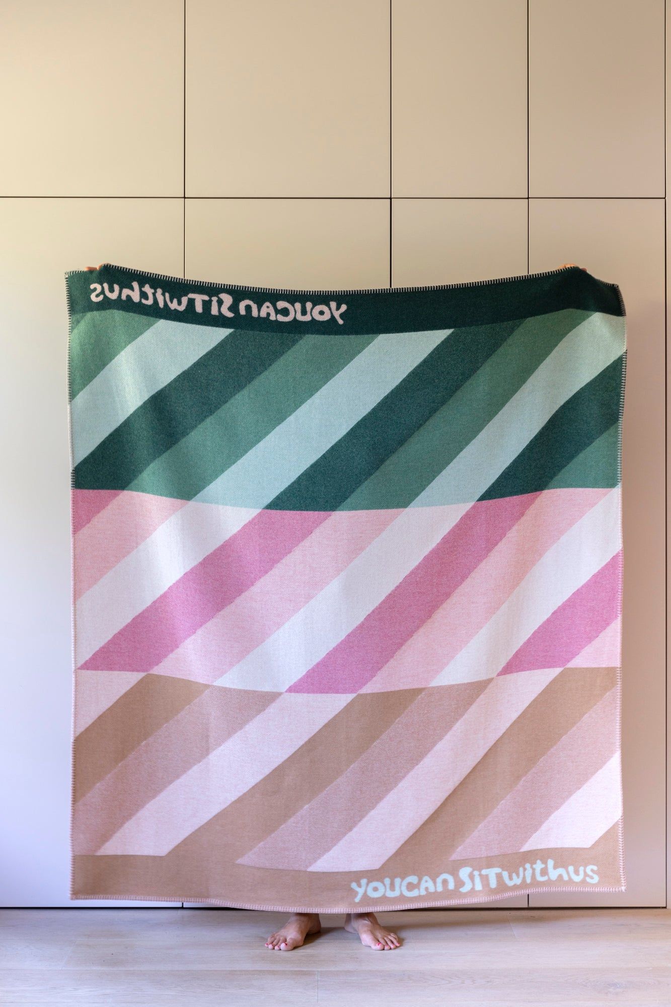 'YCSWU' Diagonal Recycled Wool Blanket