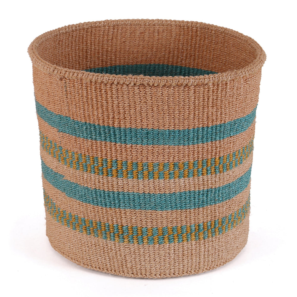 MKALI: Large Aqua, Gold and Natural Sisal Basket