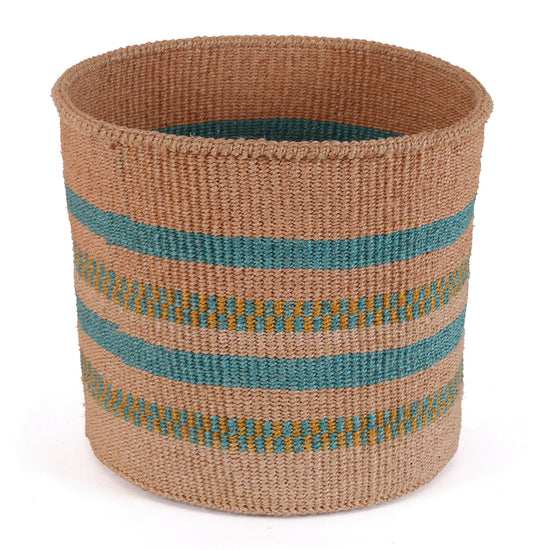 MKALI: Large Aqua, Gold and Natural Sisal Basket