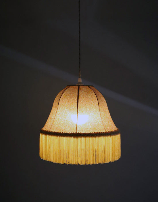 Vintage Bell-Shaped Pendant Light Printed with Fringes