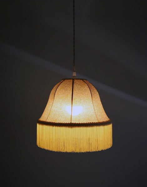 Vintage Bell-Shaped Pendant Light Printed with Fringes