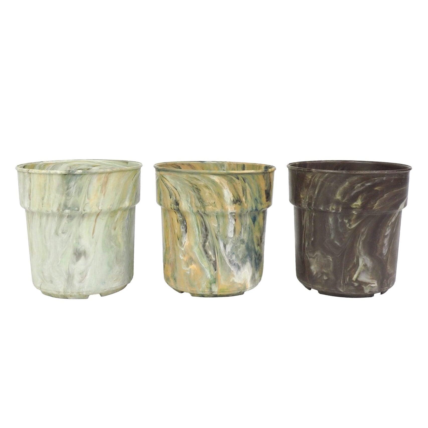 3 Vintage Marbled Plant Pots