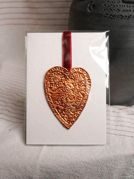 With Love Copper Heart Embossed Ornament
