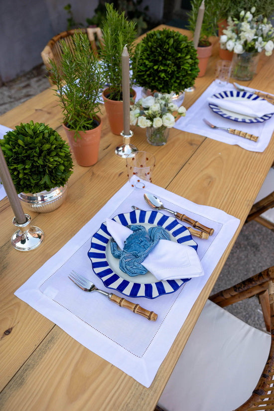 White Linen Placemat with Hemstitch