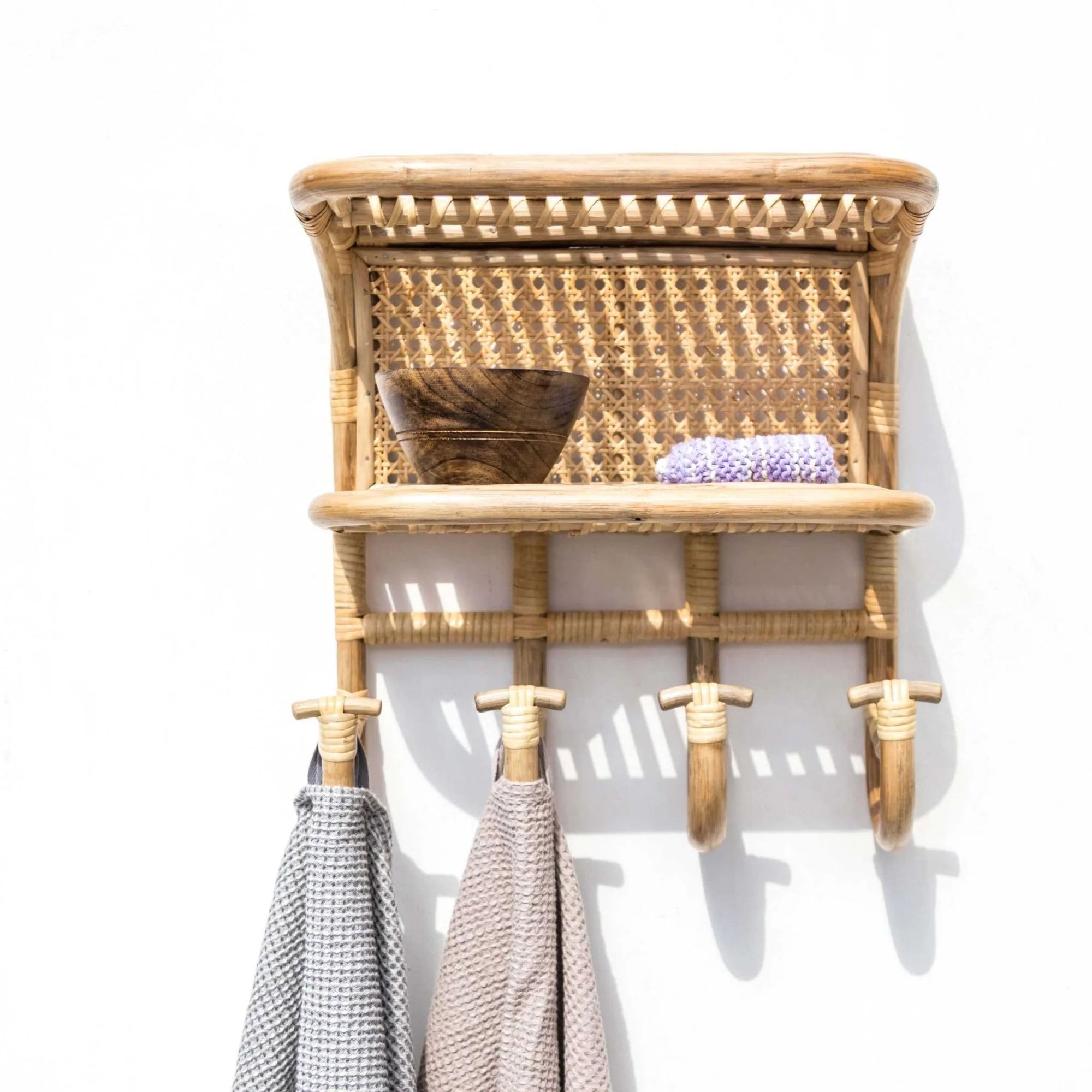 Lily Rattan Shelves with Hooks