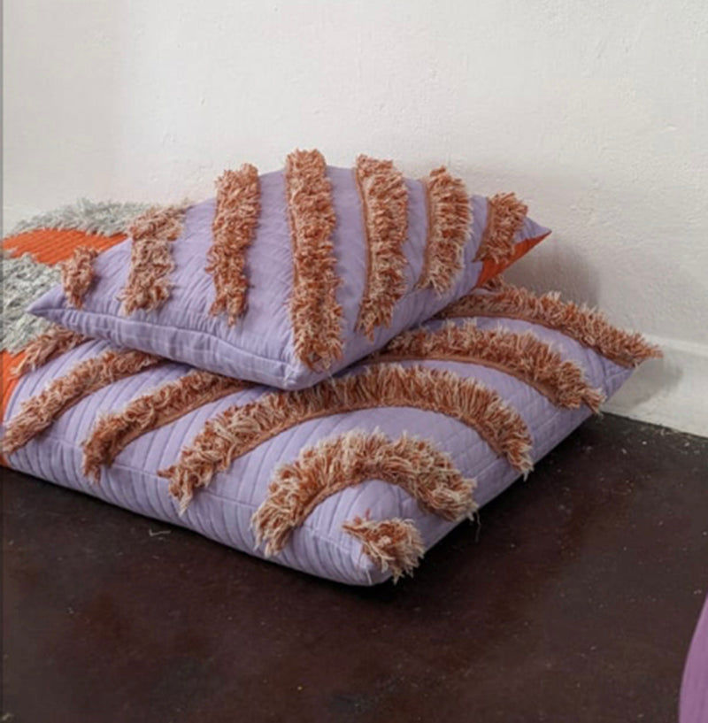 G+S x 2LG 'YCSWM' Quilted Diagonal Cushion in Lilac