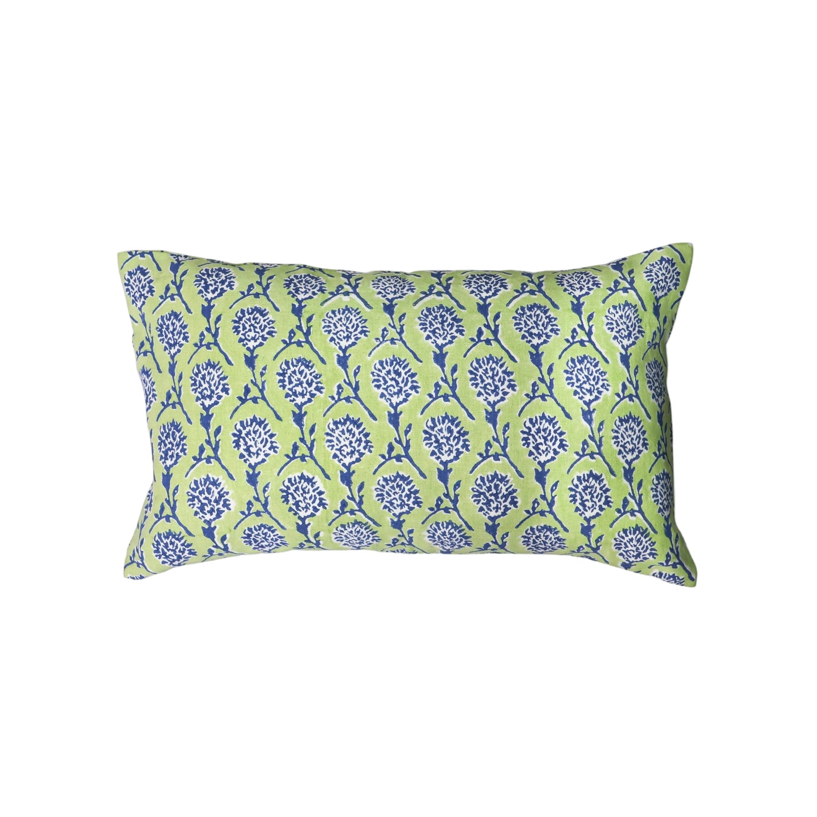 Nikhar - Lumbar Linen Throw Pillow Cover - Lily Green