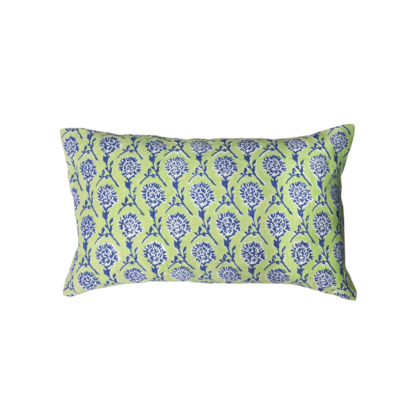 Nikhar - Lumbar Linen Throw Pillow Cover - Lily Green