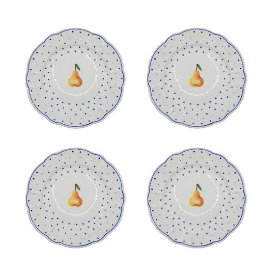 Tutti Frutti Polka Dot Dinner Plate, Pear, Set Of 4