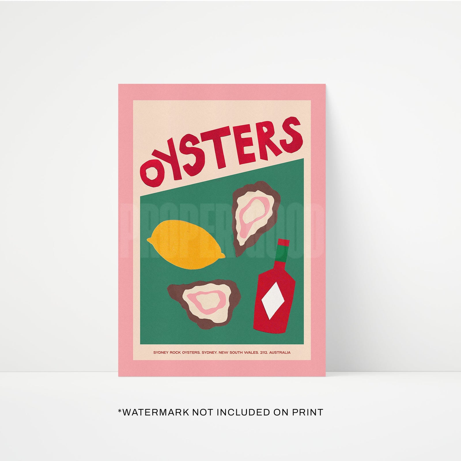 Oysters Hand Collaged Print