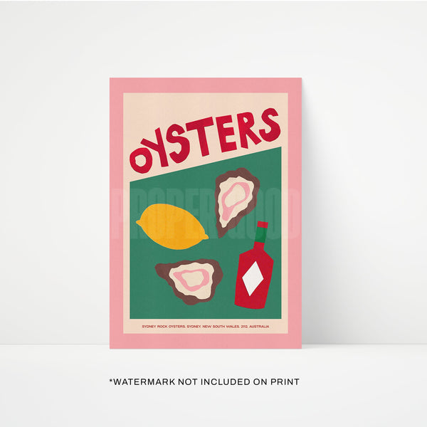 Oysters Hand Collaged Print