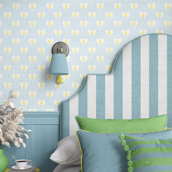 Daffodil Hearts Wallpaper - Sky Blue