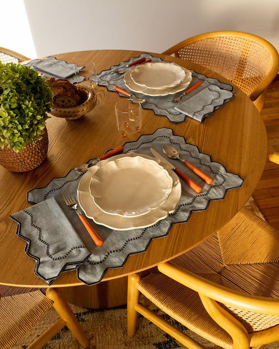 Alba Linen Placemat in Blue and Grey