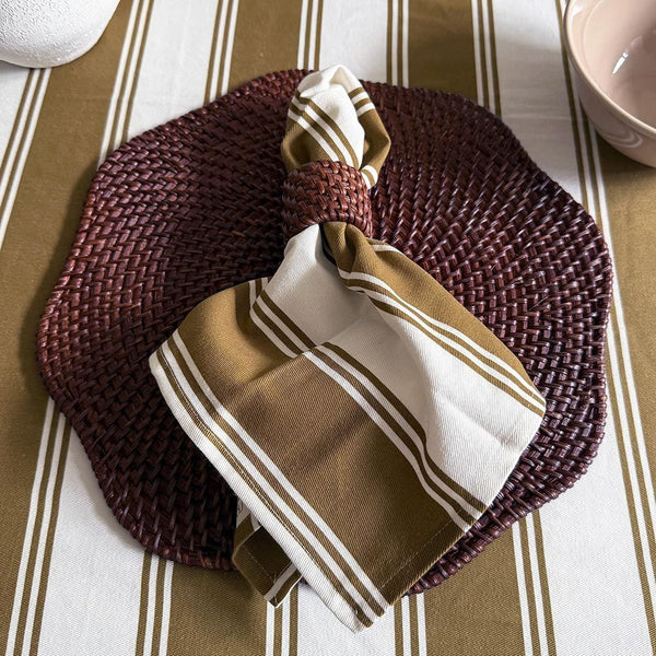 Murano Stripe Cotton Napkin - Bronzed Oak
