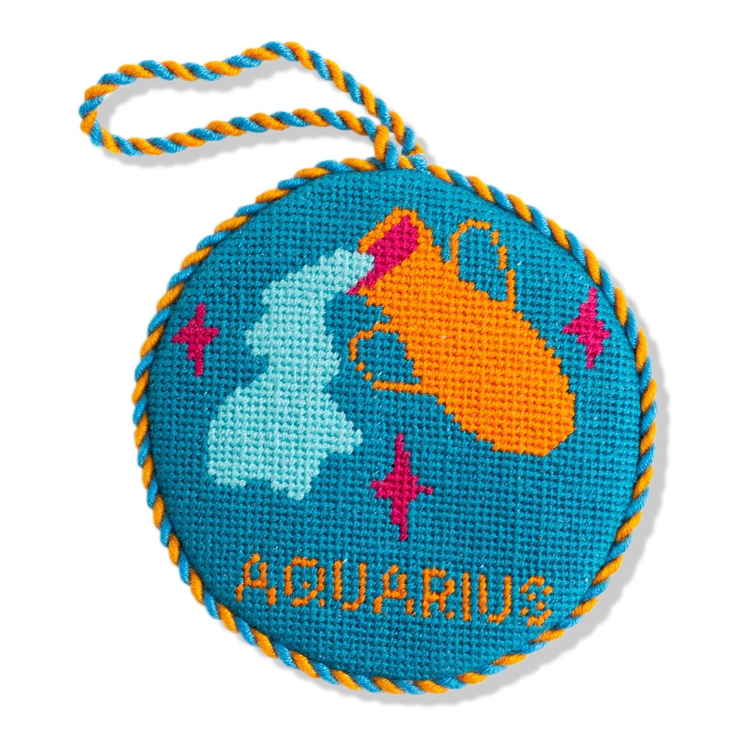 Needlepoint Zodiac Ornament - Aquarius