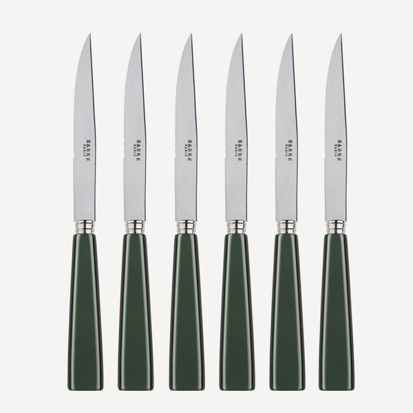 Icône Set of 6 Steak Knives, Dark Green