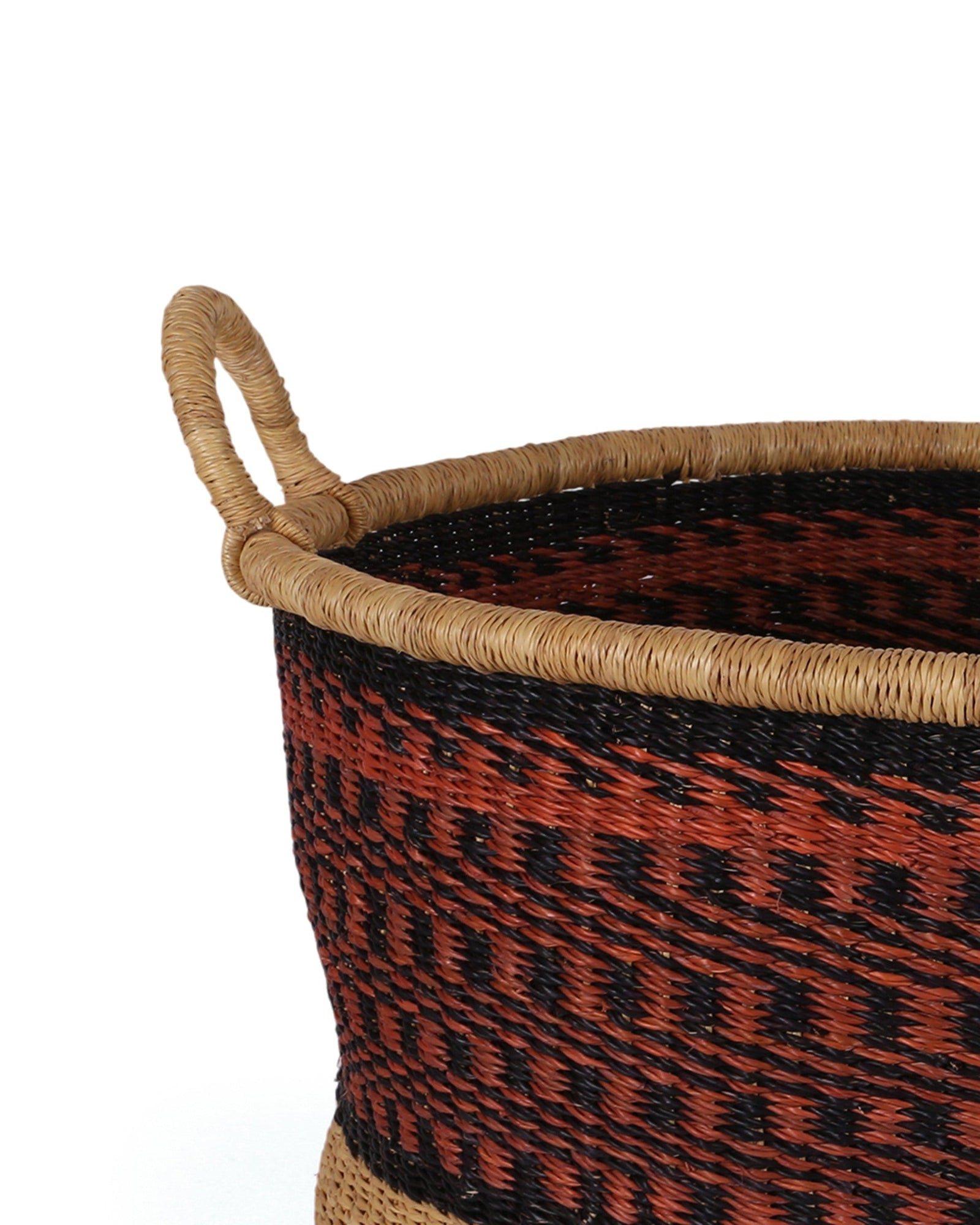KUNTANASE: Large Brown and Black Floor Storage Basket