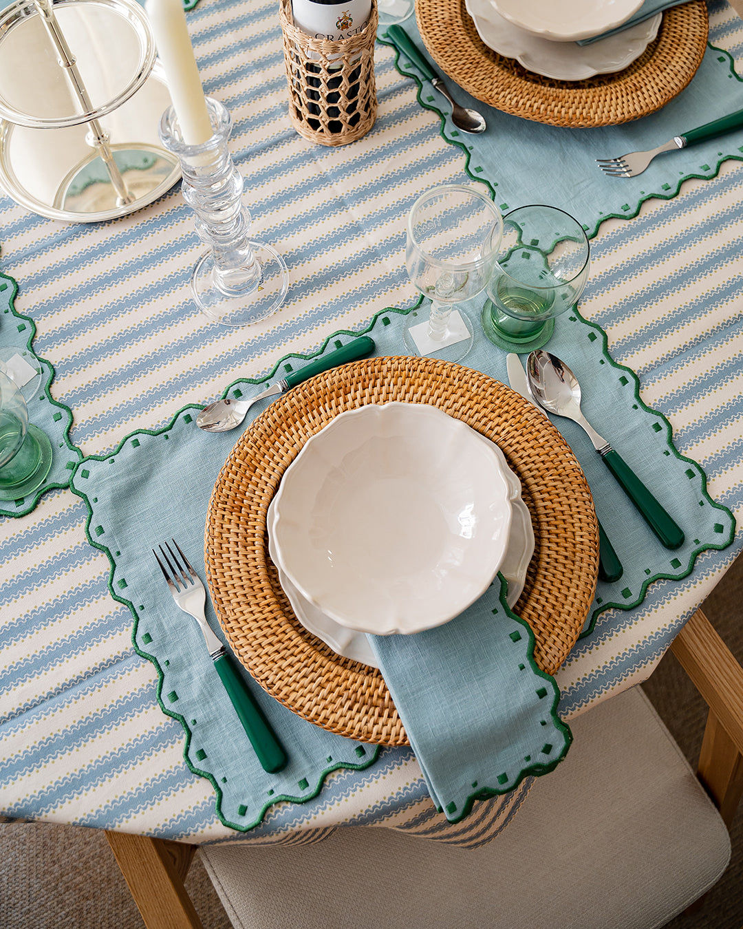 Porto Placemat, Blue with Green