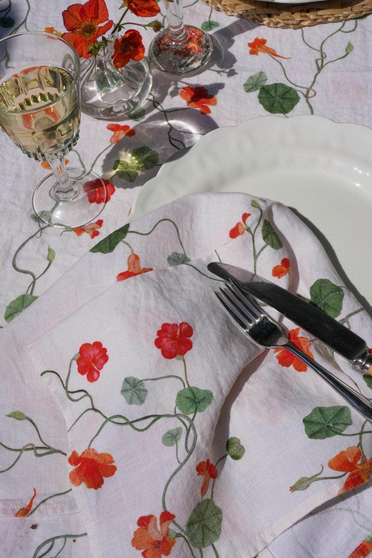 Nasturtium Linen Tablecloth