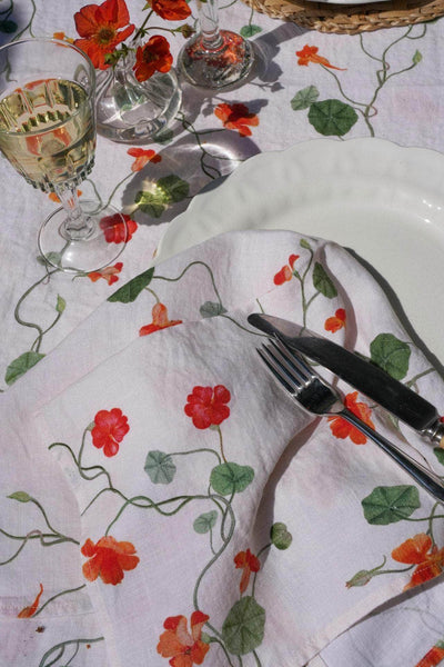 Nasturtium Linen Tablecloth