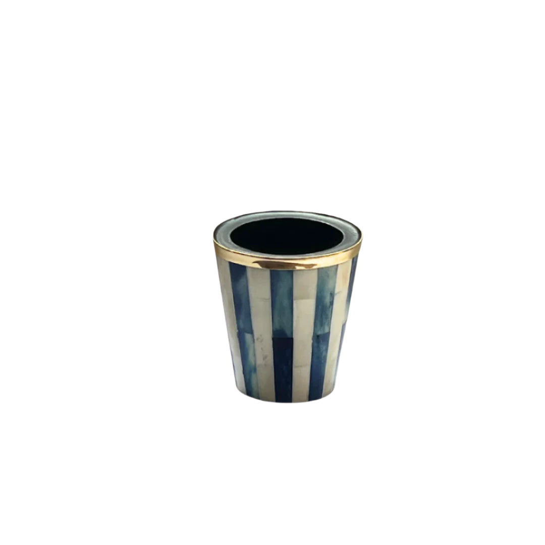 Inlay Brush Pot | Blue & White | Striped