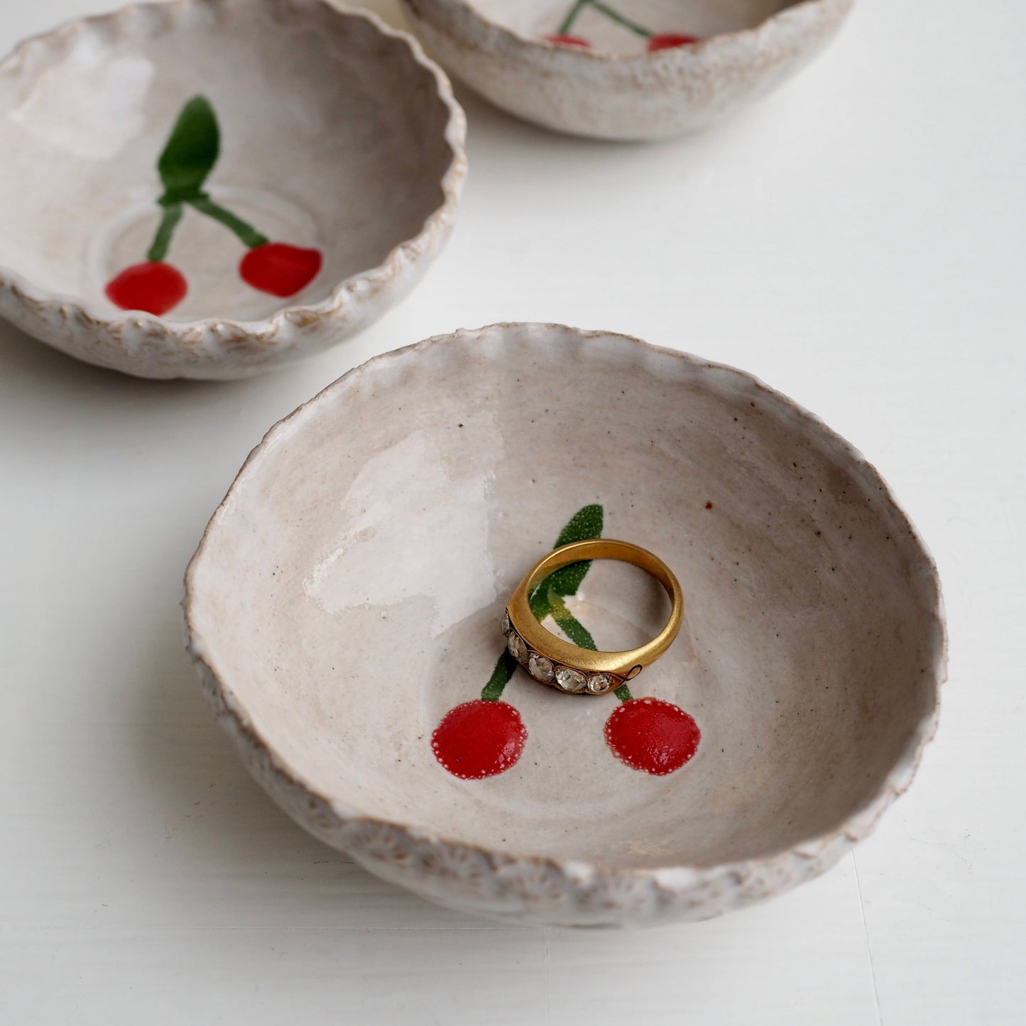 Mini Cherry Ceramic Ring or Condiment Dish