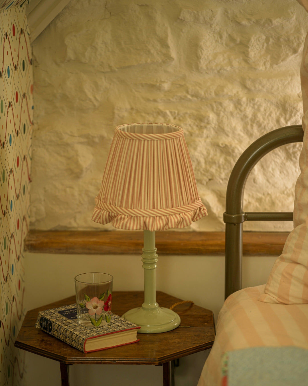 The Fine Stripe Lampshade in Old Rose
