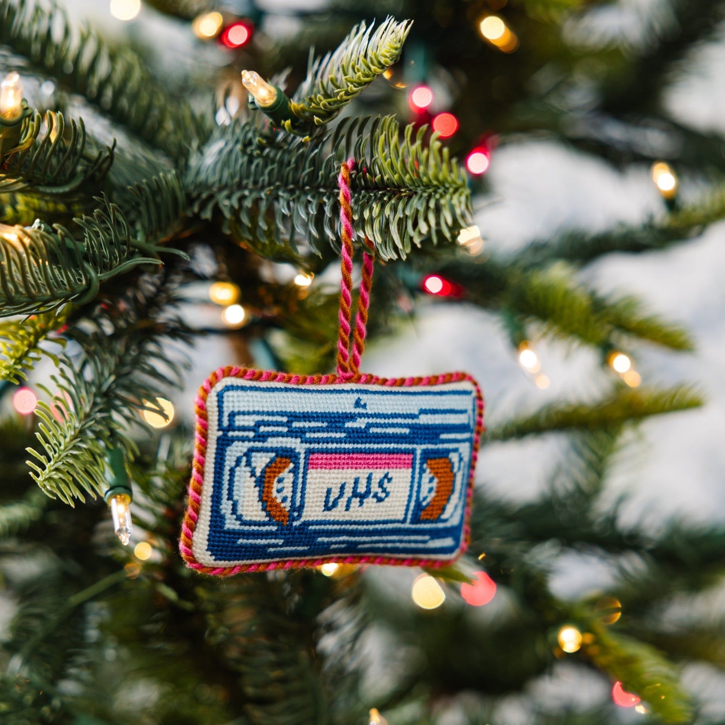 Needlepoint Icon Ornament - VHS Tape