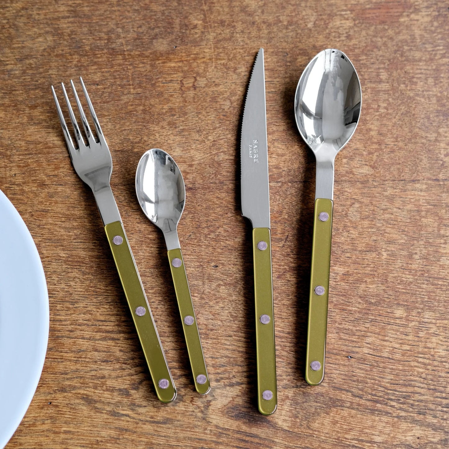 Bistrot Pearly 4pc Cutlery Set, Moss