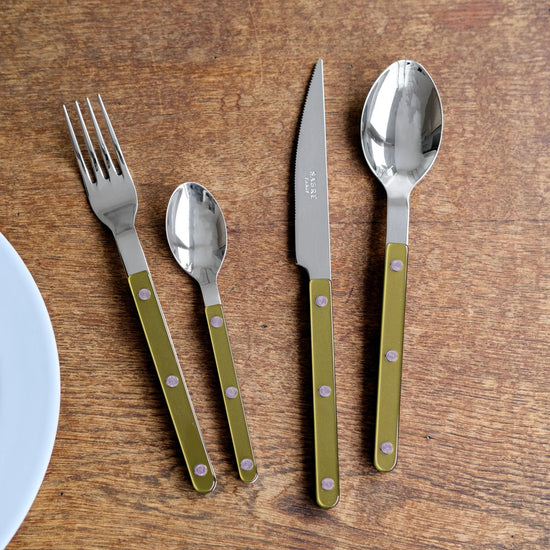 Bistrot Pearly 4pc Cutlery Set, Moss