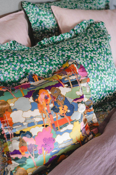 Silk Ruffle Cushion Made With Liberty Fabric Prospect Road