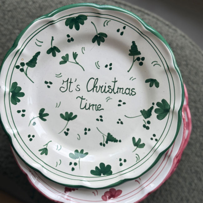 20cm Plate It's Christmas Time - Green